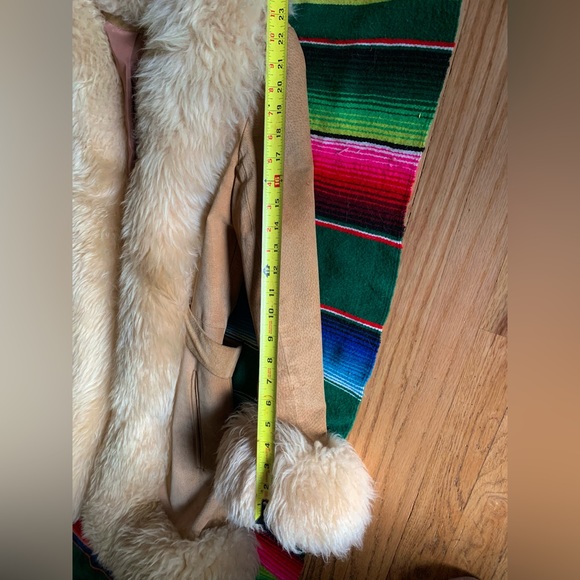 Vintage 70s lambskin fur trim Penny Lane Coat Medium - Picture 14 of 16